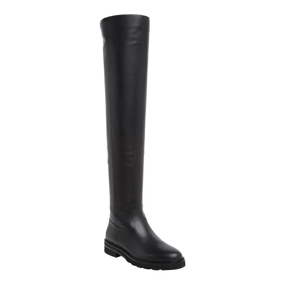 Stuart Wetzman Chicago over the knee thigh black leather boots size 7.5 NWOB